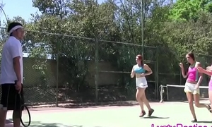 Tennis coach knobs kinky teens on be passed on court